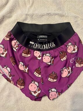 Chicknlegs Women's Choccy Cow Print Athletic Shorts
